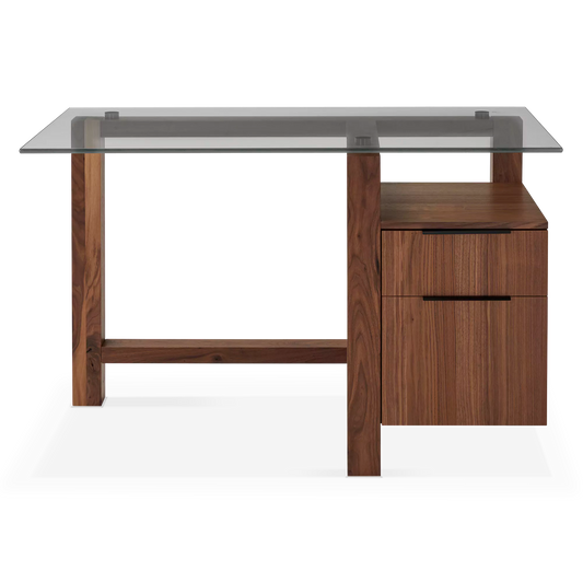 Buro - Bureau en noyer avec caisson par Verbois