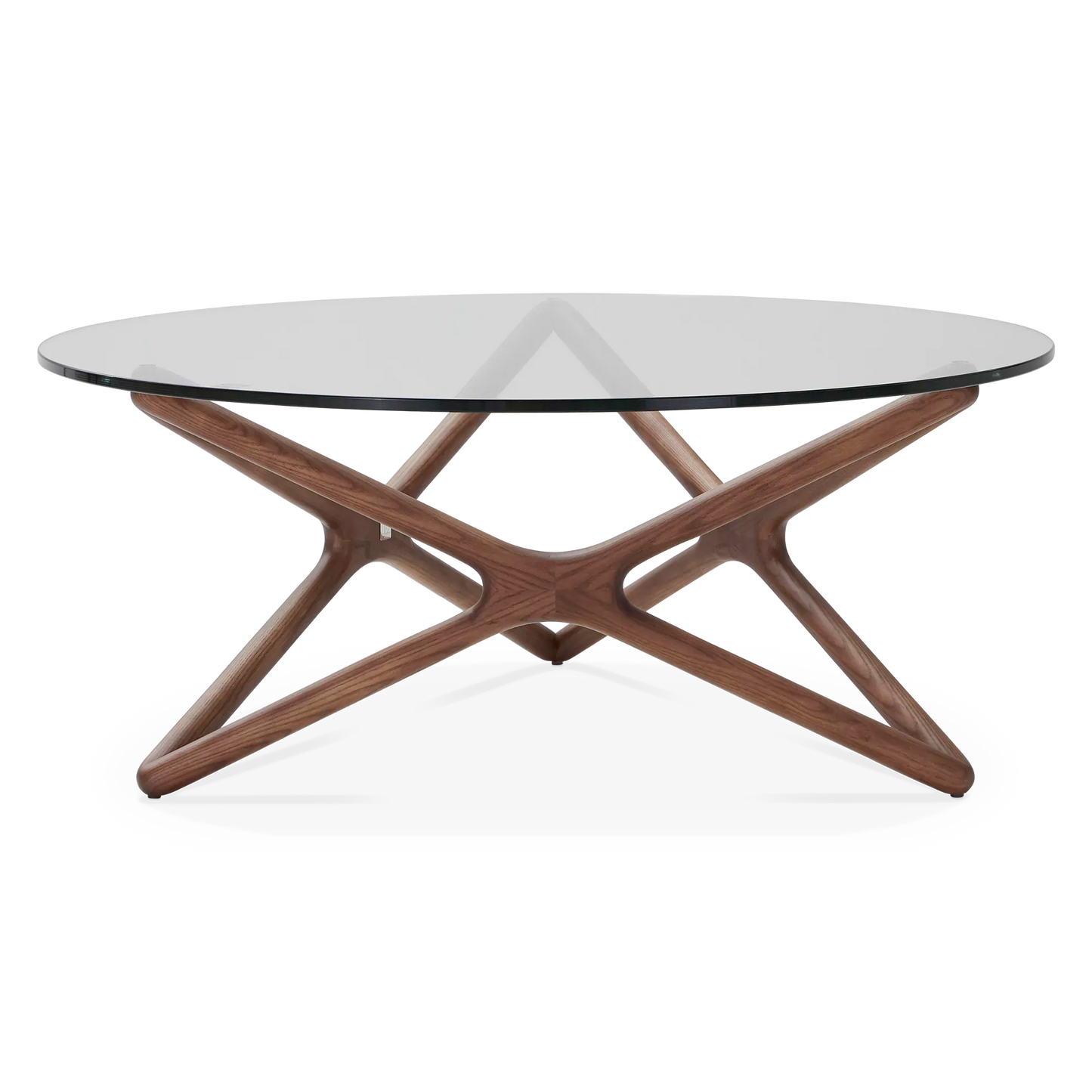 Quasar - Round Coffee Table in Glass and Walnut