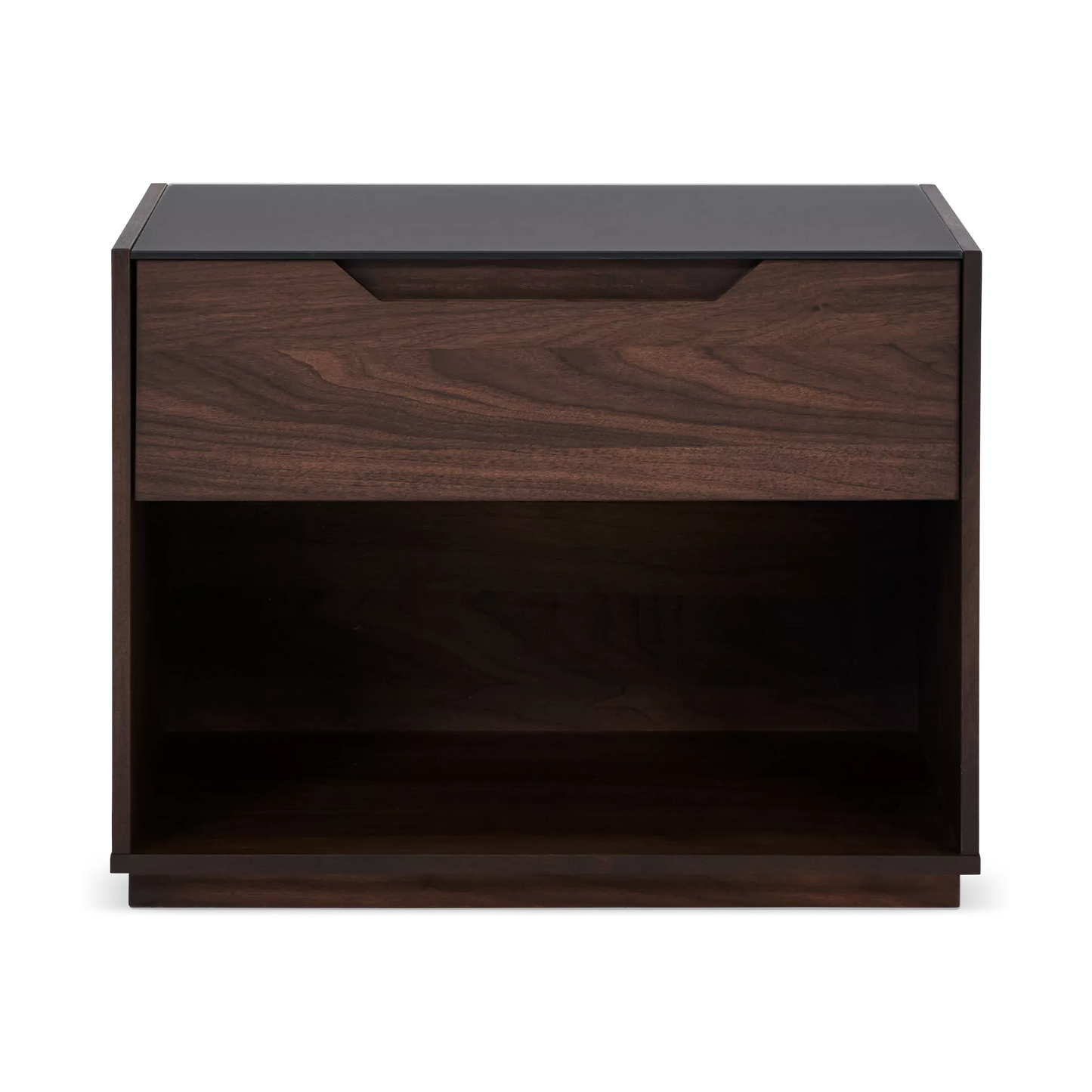 Alexia - Table de chevet en noyer et verre