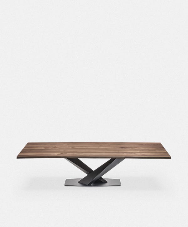 Stratos Wood - Table de salle à manger avec plateau en bois massif par Cattelan Italia