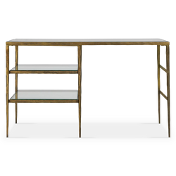 Bruna - Bureau en laiton antique et verre