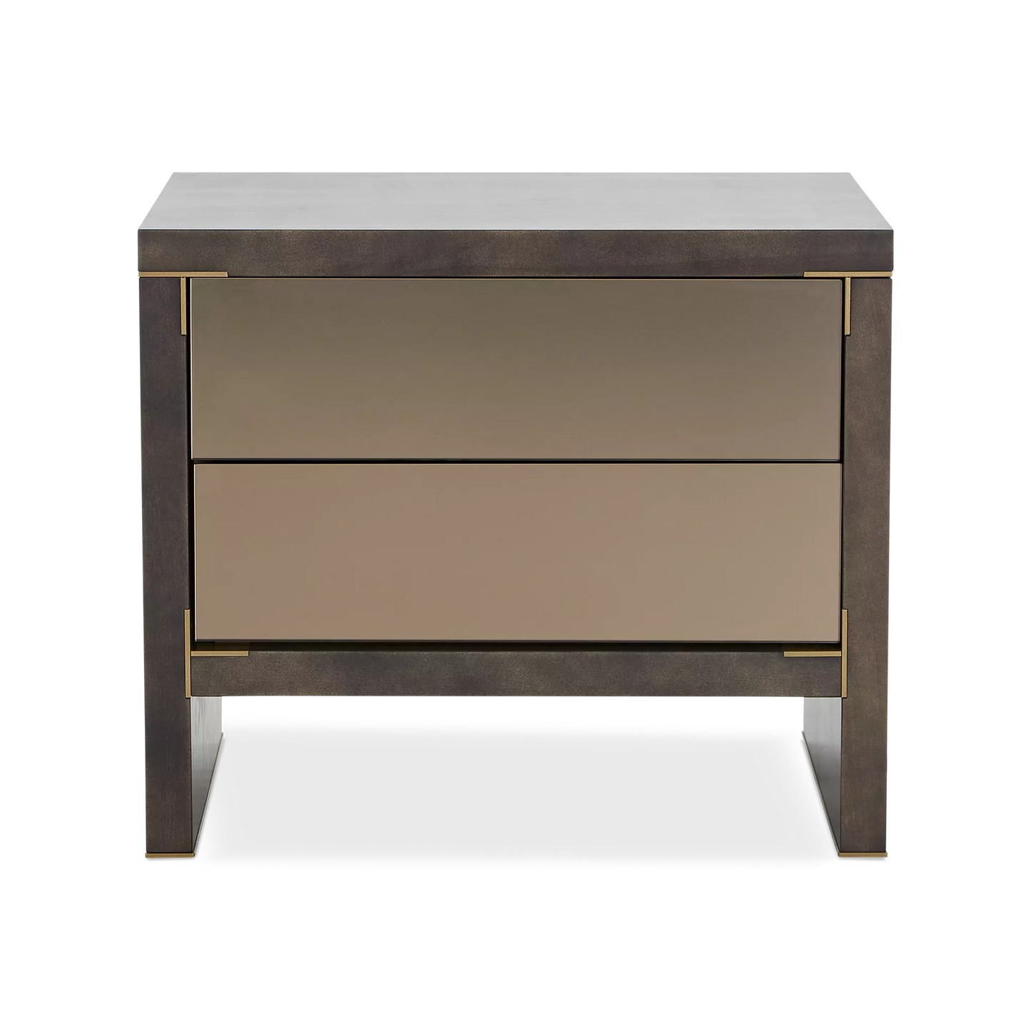 Form - Rustic Oak and Gilded Steel Nightstand by Trica