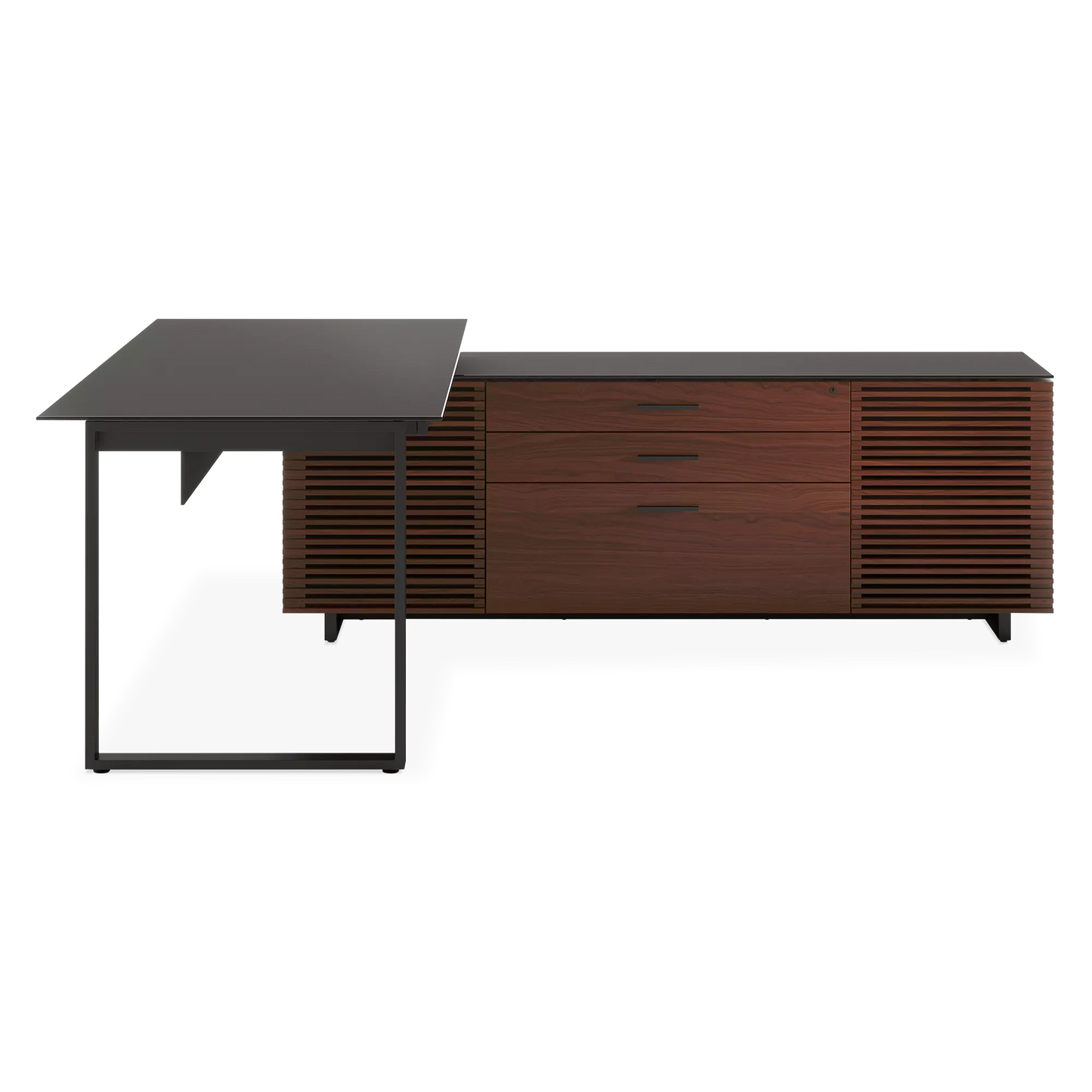 Corridor Office 6531 - Modular Wood and Tempered Glass Desk by BDI