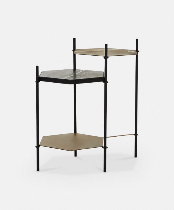 Hexall - Marble and Antique Brass Side Table