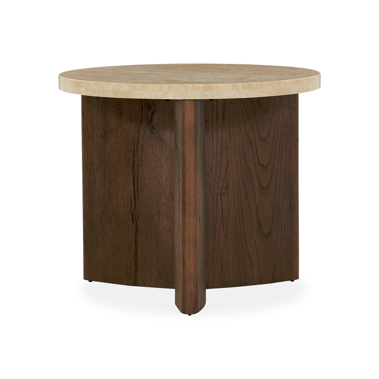 Toli - Travertine and Oak Side Table by Four Hands