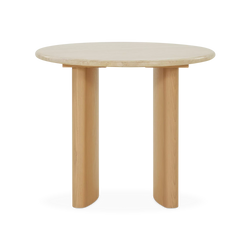 Travoli - Table d'appoint en travertin et frêne
