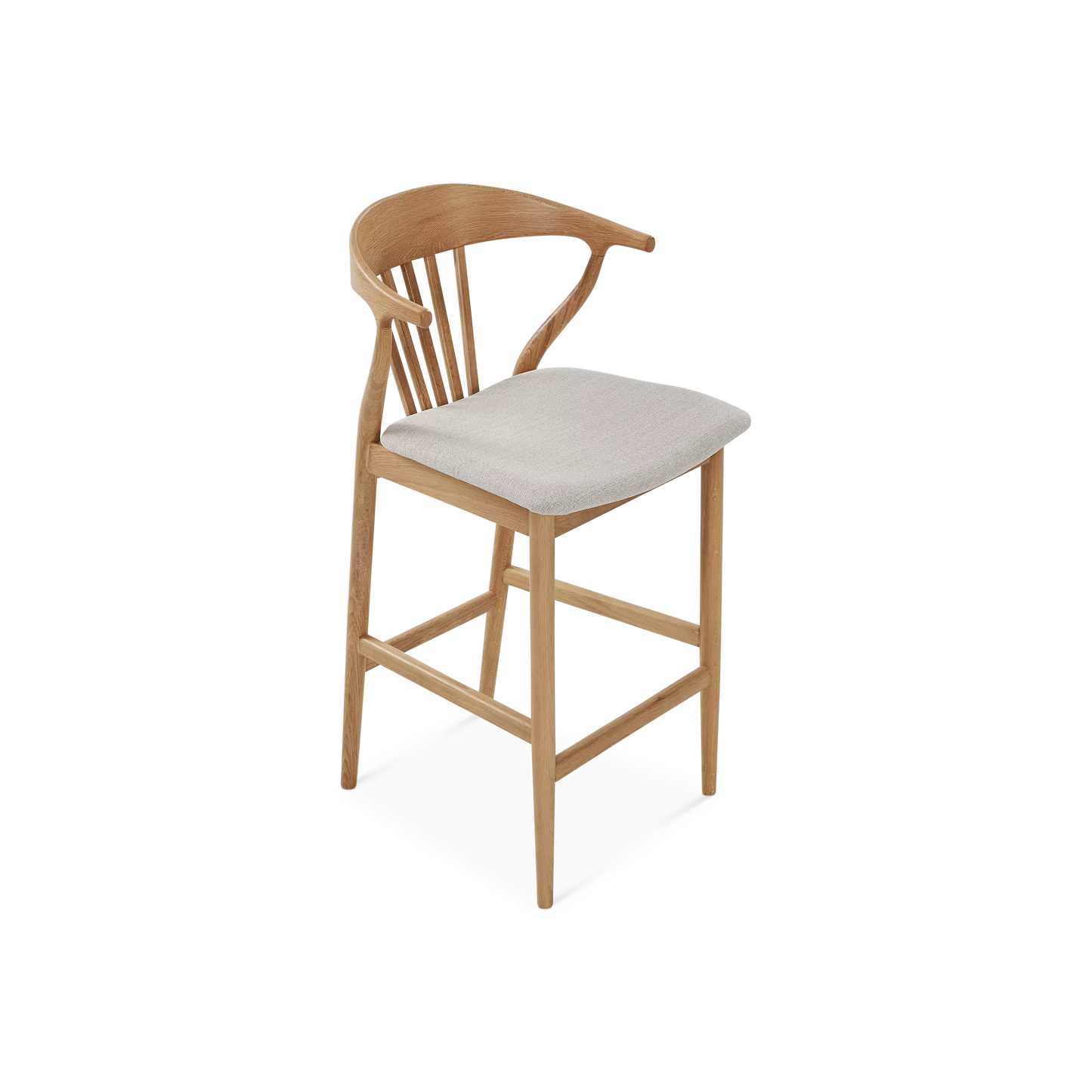 Nordic - Tabouret en chêne et tissu naturel