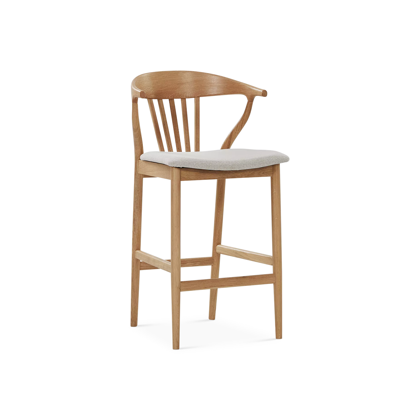 Nordic - Tabouret en chêne et tissu naturel
