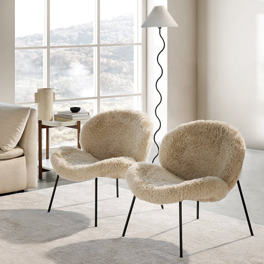 Pia - Fauteuil en fausse fourrure, ensemble de 2