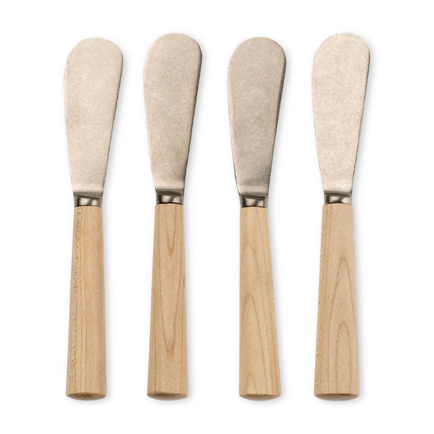 Maple - 4 piece hammered steel and maple wood spreader knives