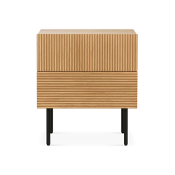 Cannelle - Table de chevet en bois avec 2 tiroirs