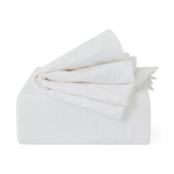 Gaufrette - ensemble housse et taies en coton blanc