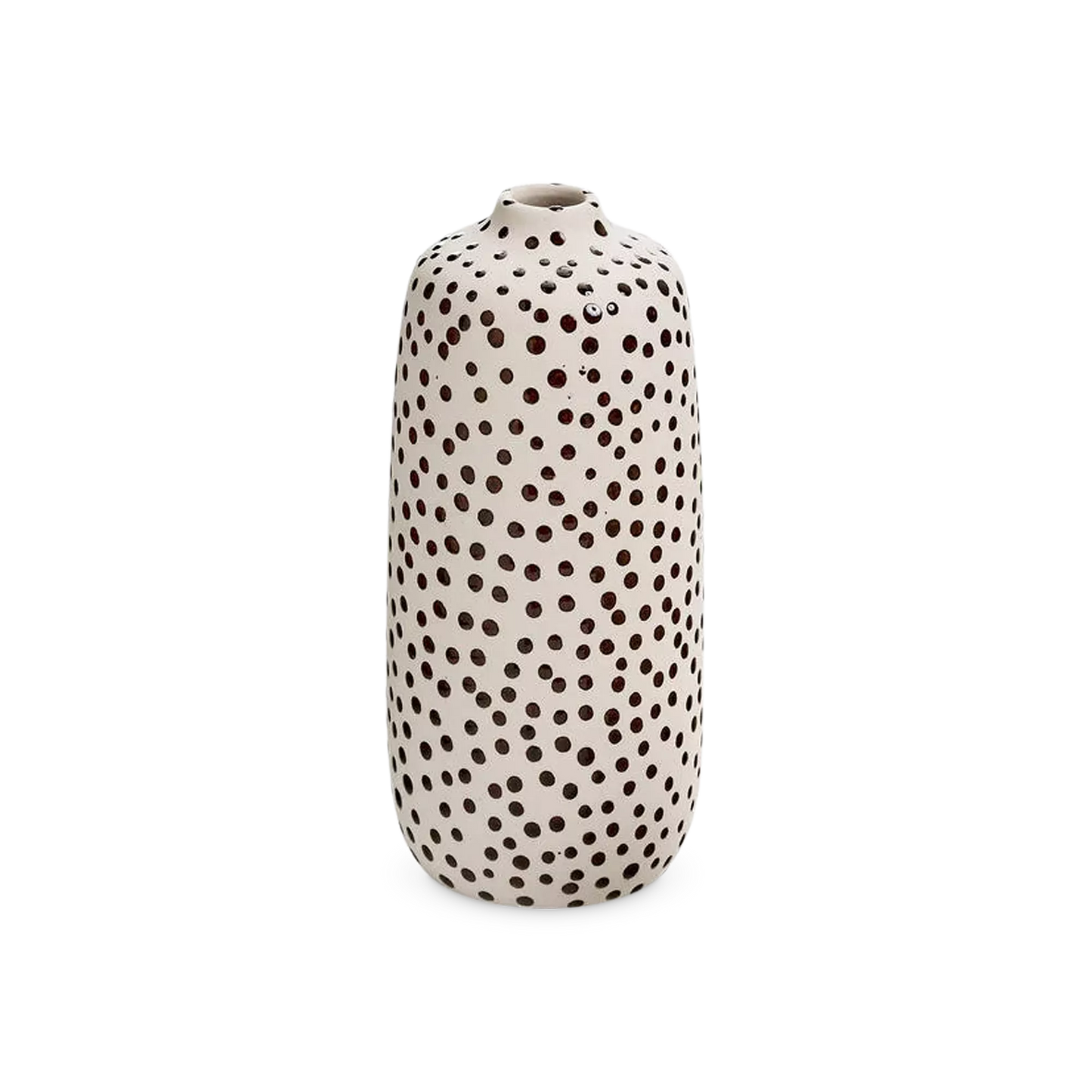 Dots - vase en argile ivoire et brune