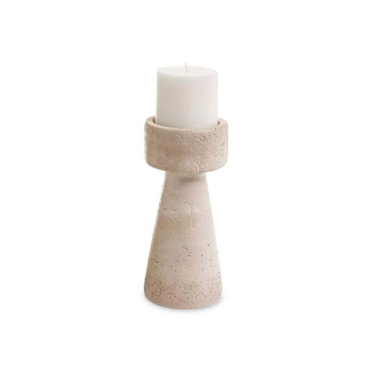 Mantra - Travertine-Effect Candle Holder