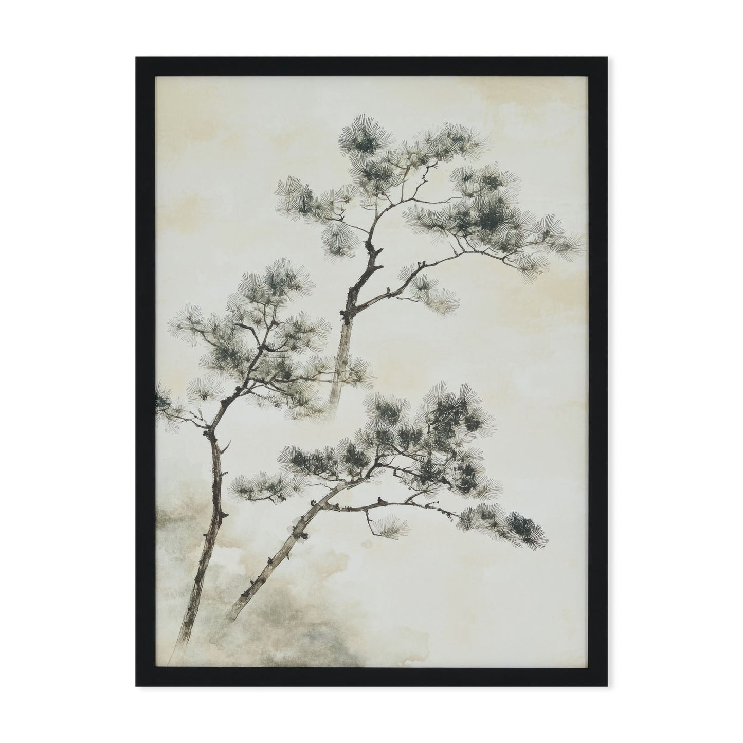 Misty Pines - impression avec cadre noir