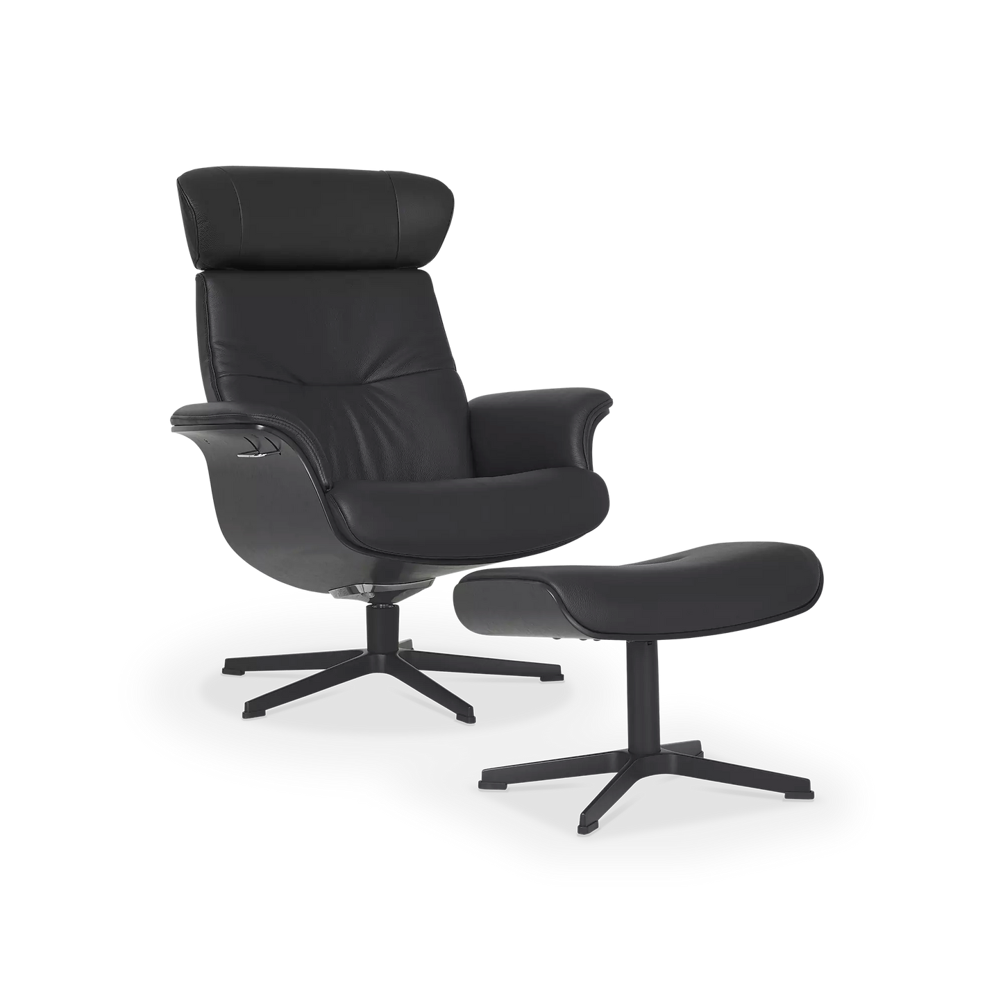 Time Out - Fauteuil inclinable en cuir avec repose-pieds par Conform