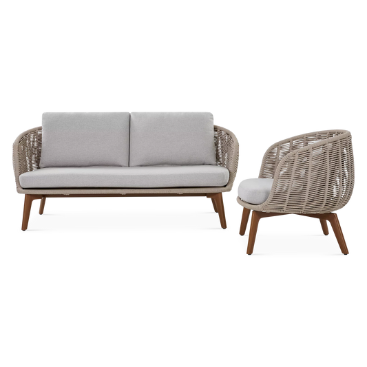 Paris Brest - Ensemble Canapé et fauteuil extérieur en corde