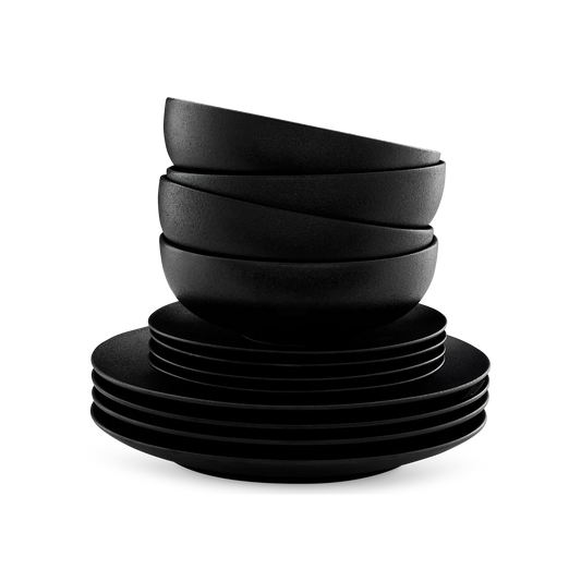 Caviar - Ensemble de vaiselle en porcelaine, 12 pièces