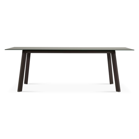 Nice - Table de salle à manger rectangulaire extérieure en verre trempé