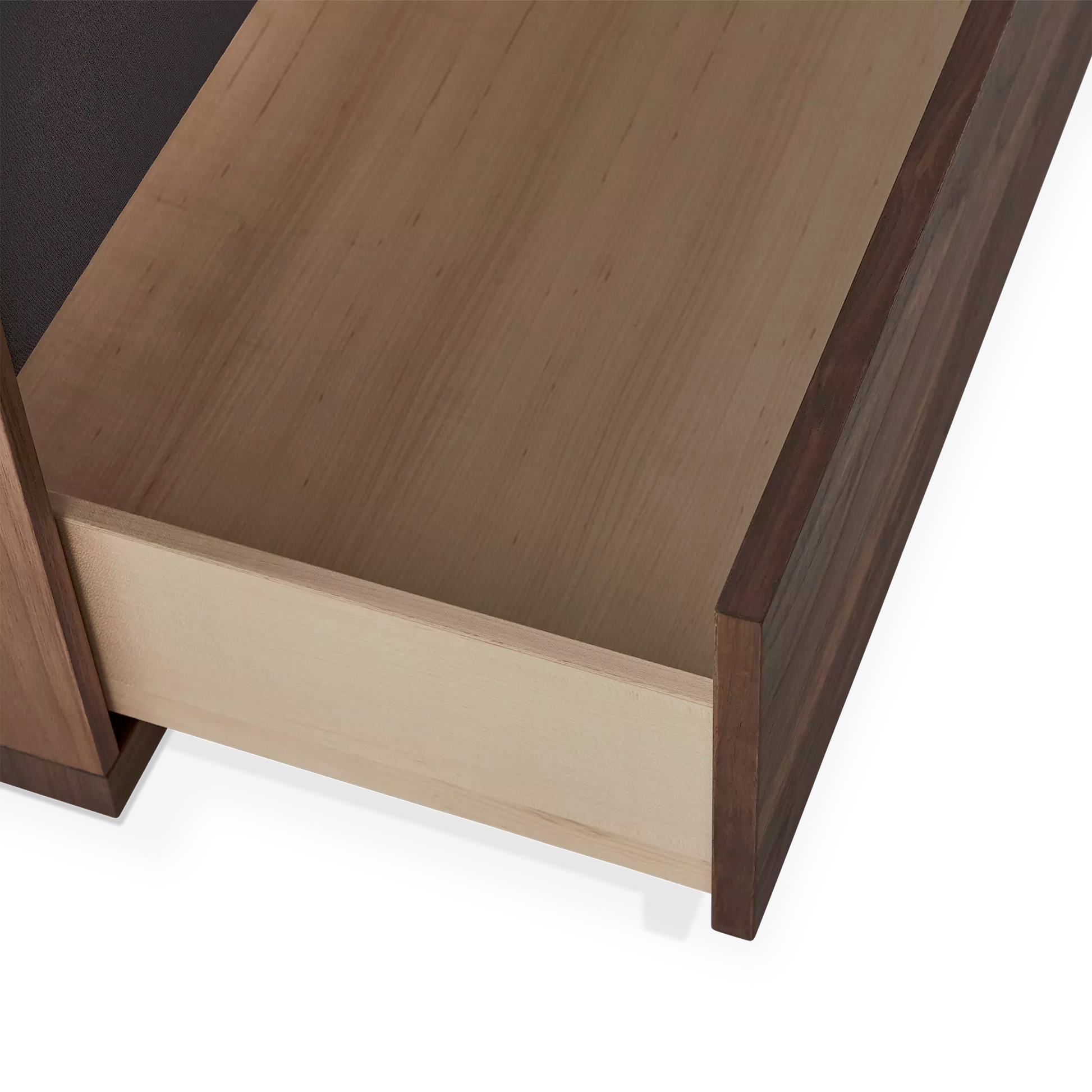 Close-up of internal drawer and wood frame