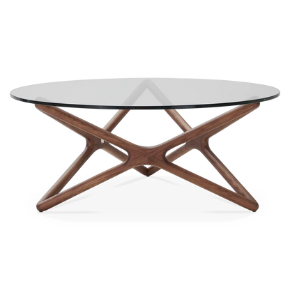 Quasar - Round Coffee Table in Glass and Walnut