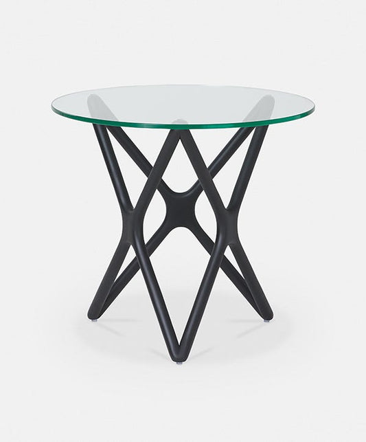 Quasar - Round Side Table in Glass and Wood