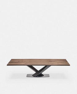 Stratos Wood - Table de salle à manger avec plateau en bois massif par Cattelan Italia