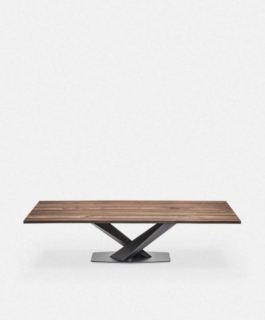 Stratos Wood - Table de salle à manger avec plateau en bois massif par Cattelan Italia