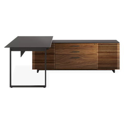 Corridor Office 6531 - Modular Wood and Tempered Glass Desk by BDI