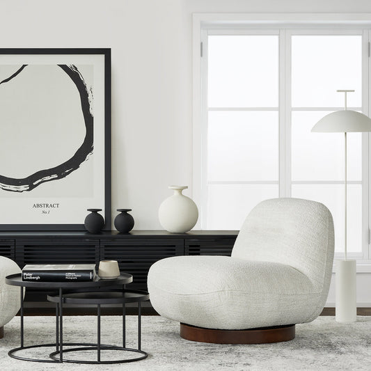 Pence - Fauteuil pivotant en tissu bouclé