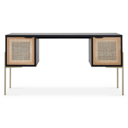 Avida - Oak and Natural Rattan Desk