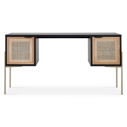 Avida - Oak and Natural Rattan Desk