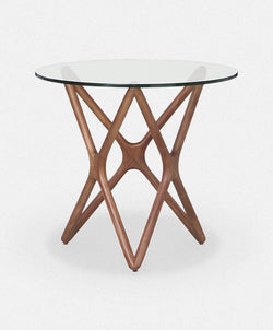 Quasar - Round Side Table in Glass and Wood