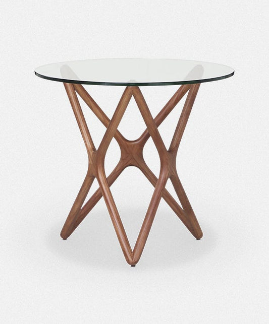 Quasar - Table d'appoint en verre et en bois