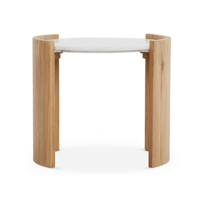Dala - Table d’appoint en marbre et chêne massif