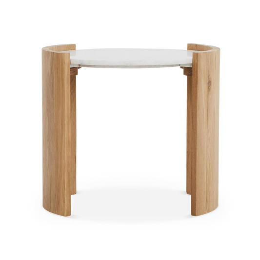 Dala - Table d’appoint en marbre et chêne massif