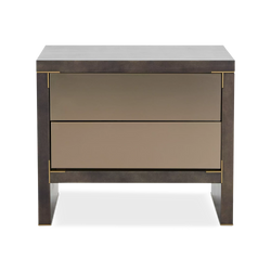 Form - Table de chevet en chêne rustique et acier doré par Trica