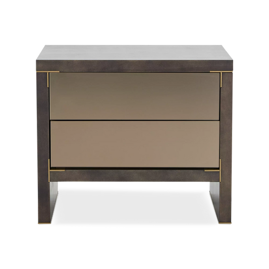 Form - Table de chevet en chêne rustique et acier doré par Trica