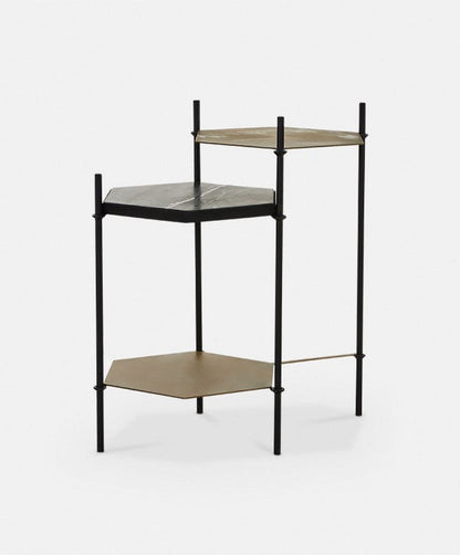 Hexall - Marble and Antique Brass Side Table