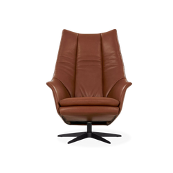 Basic 8026 - Leather Swivel Armchair with Reclining Backrest by Gealux