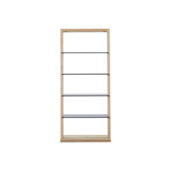 Miami - Solid Wood and Glass Leaning Shelving Unit