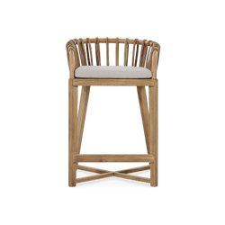 Binah - Tabouret de comptoir en bois de teck et rotin