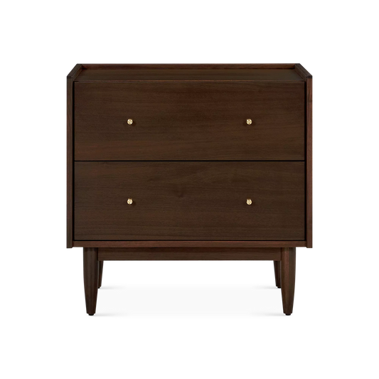 Marvin - Table de chevet en bois à 2 tiroirs