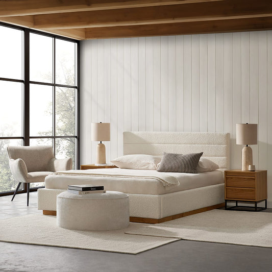 Plinth - Lit morderne en tissu bouclé