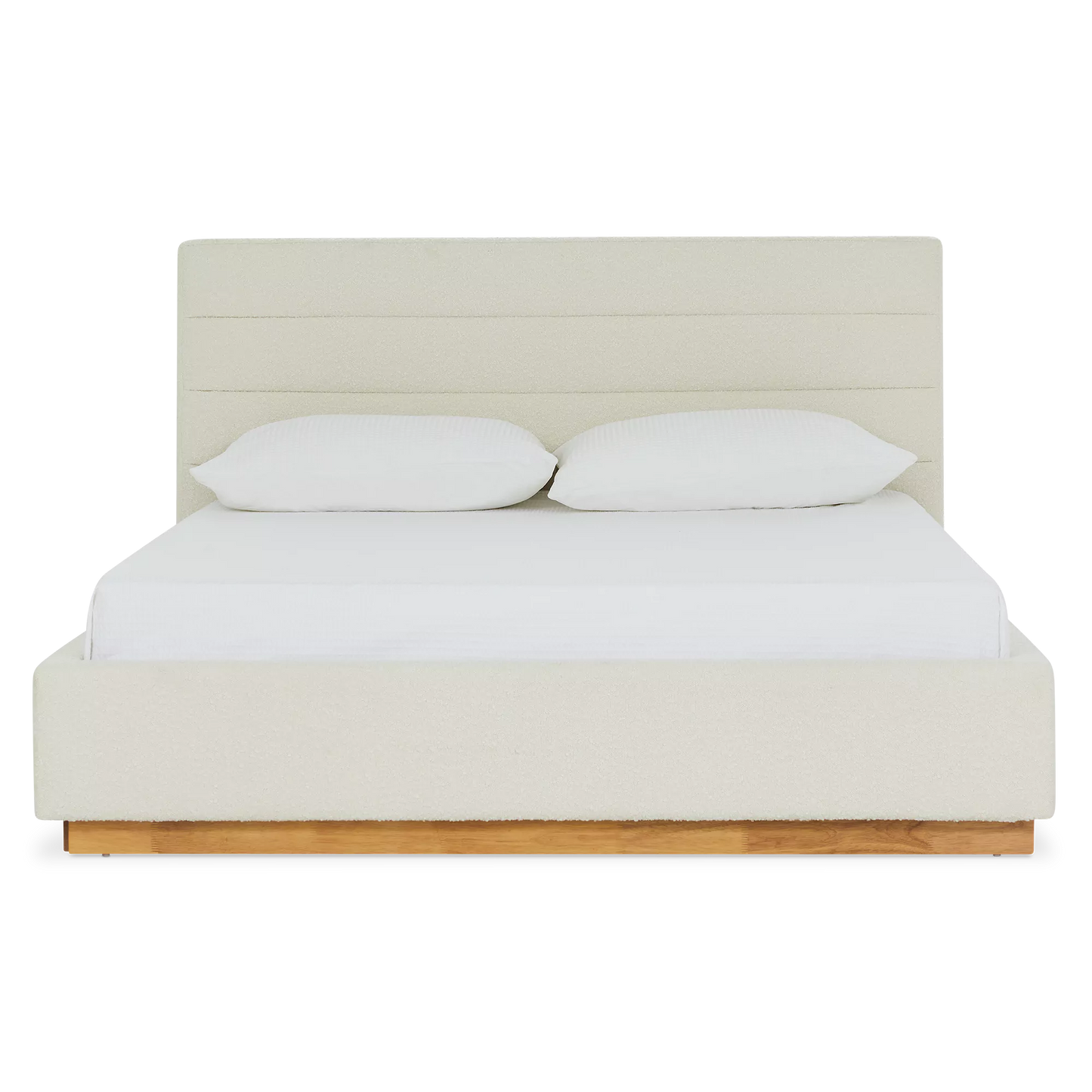 Plinth - Modern Ivory Bouclé Fabric Upholstered Bed