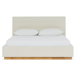 Plinth - Modern Ivory Bouclé Fabric Upholstered Bed