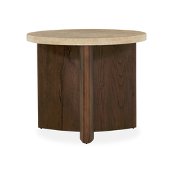 Toli - Travertine and Oak Side Table by Four Hands