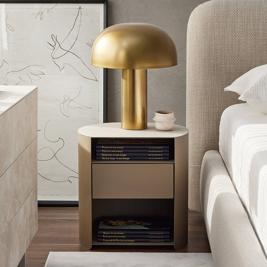 Bean - Table de chevet avec plateau en verre