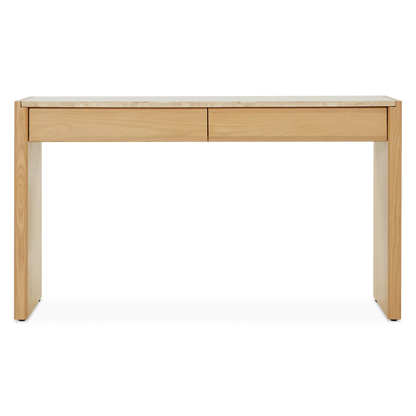 Travoli - Travertine and Ash Wood Console Table