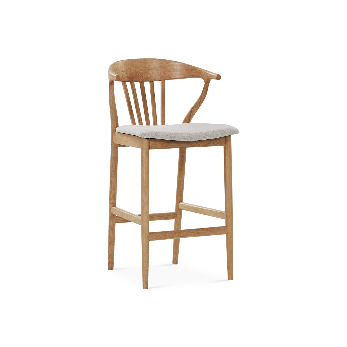 The Nordic stool combines the warmth of oak with a Scandinavian